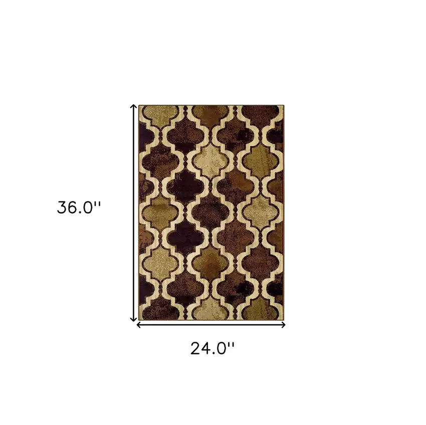 Coffee Quatrefoil Power Loom Distressed Stain Resistant Area Rug Photo 5