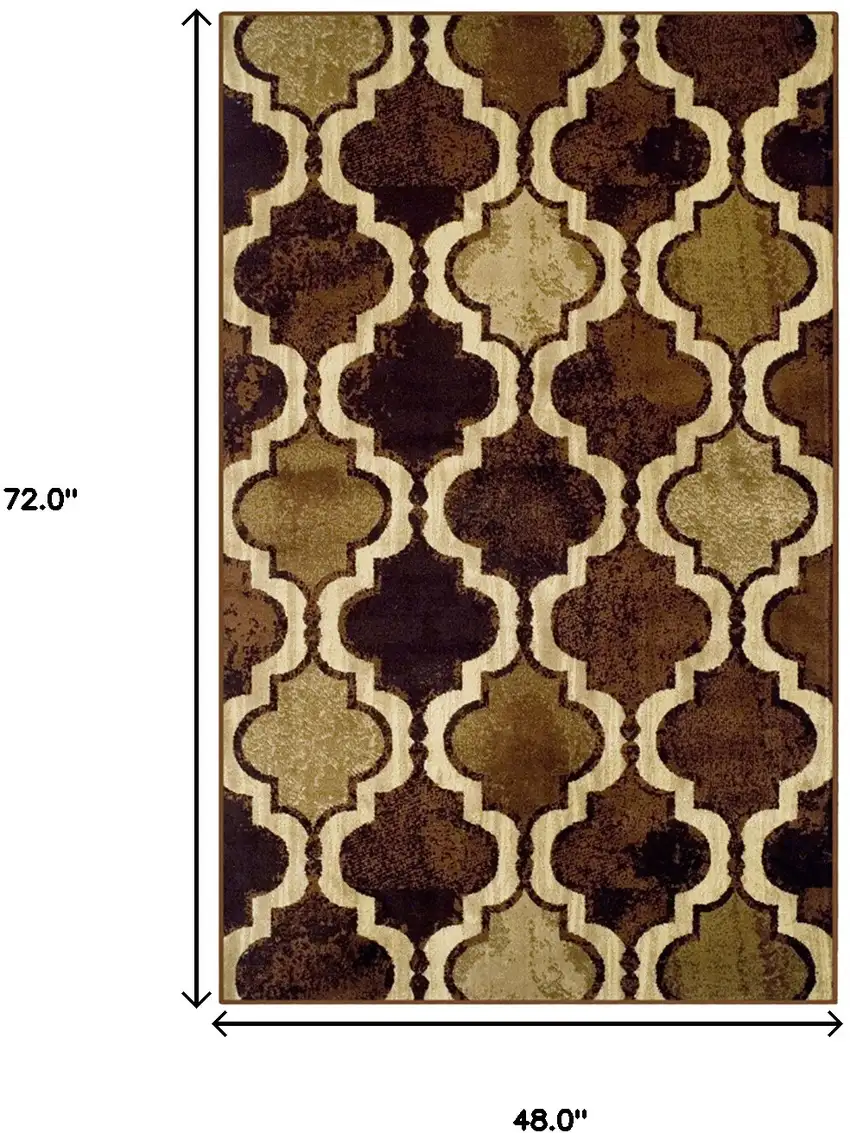 Coffee Quatrefoil Power Loom Distressed Stain Resistant Area Rug Photo 7