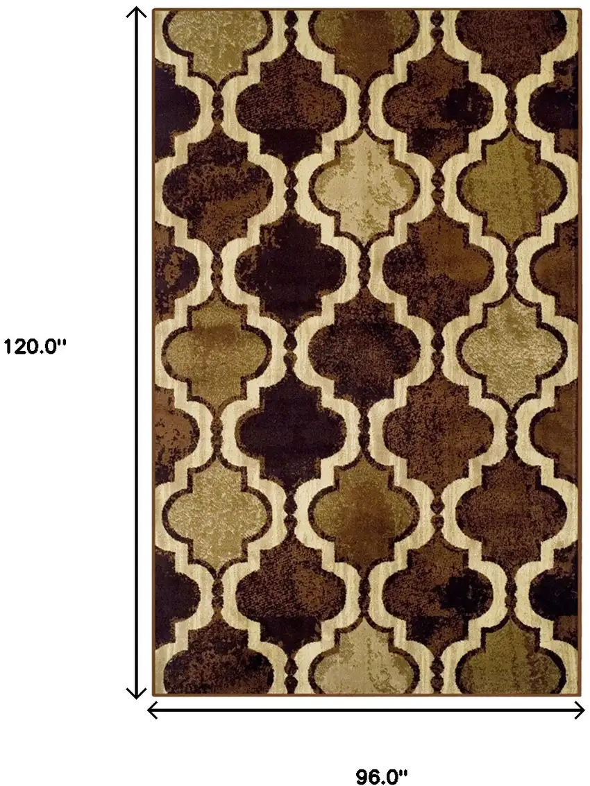 Coffee Quatrefoil Power Loom Distressed Stain Resistant Area Rug Photo 7