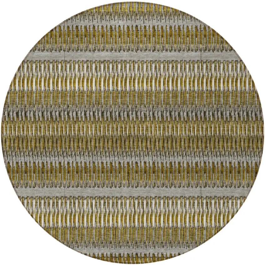 Coffee Round Striped Washable Non Skid Indoor Outdoor Area Rug Photo 5
