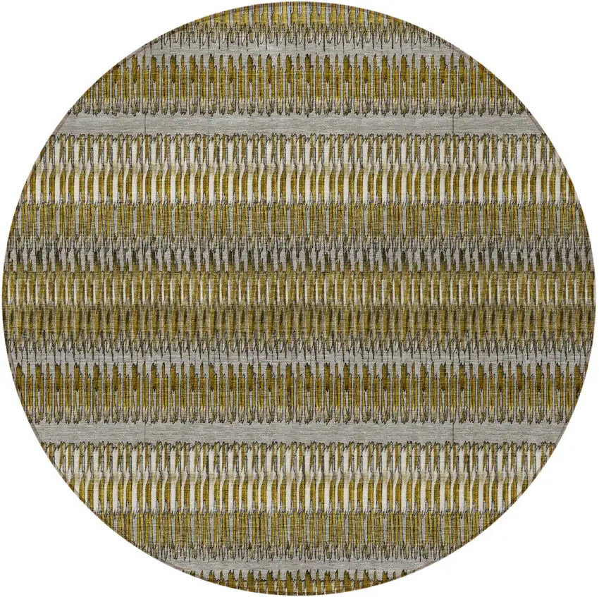 Coffee Round Striped Washable Non Skid Indoor Outdoor Area Rug Photo 5