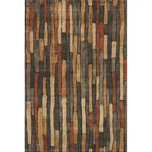 Photo of Coffee Rust And Copper Striped Washable Area Rug With UV Protection