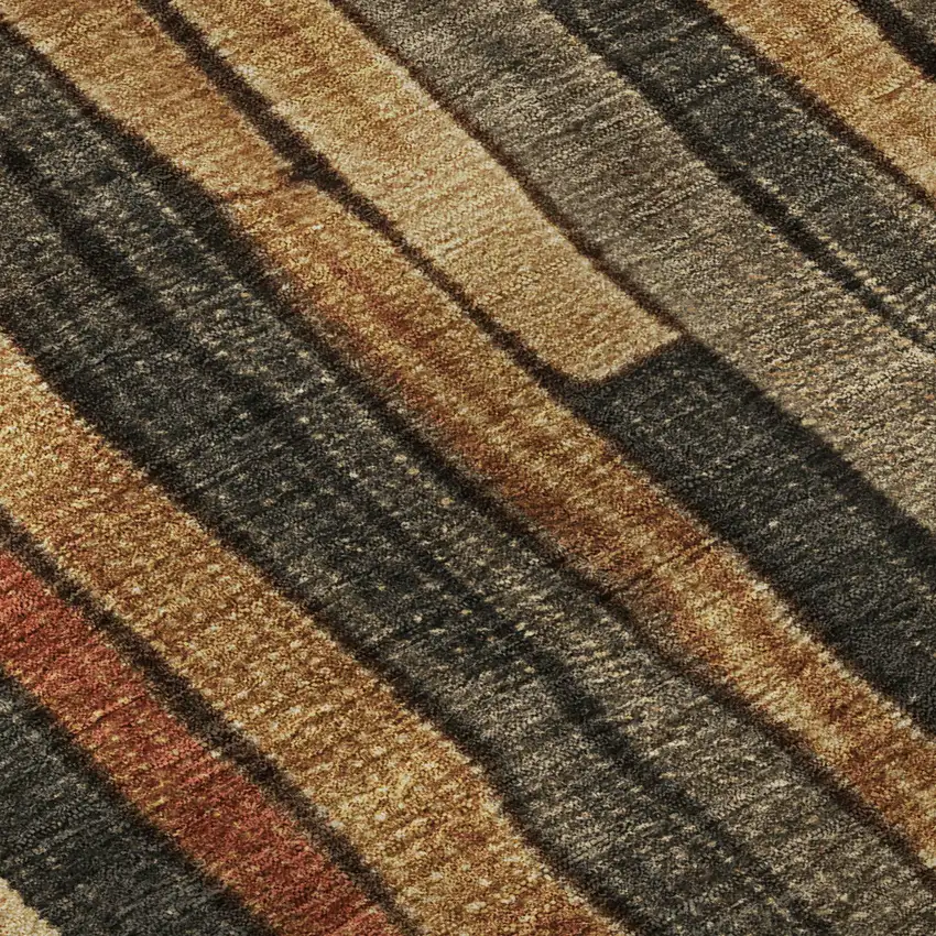 Coffee Rust And Copper Striped Washable Area Rug With UV Protection Photo 8