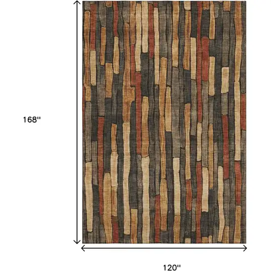 Coffee Rust And Copper Striped Washable Area Rug With UV Protection Photo 8