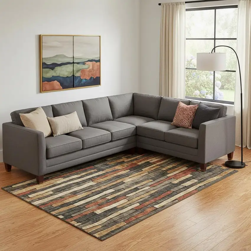 Coffee Rust And Copper Striped Washable Area Rug With UV Protection Photo 2