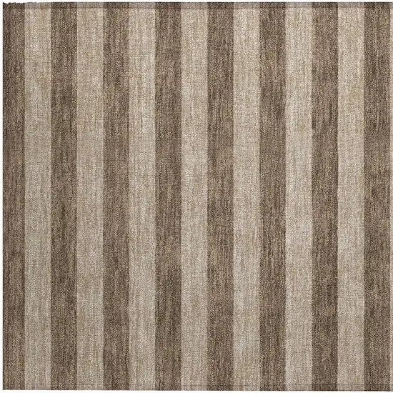 Coffee Striped Washable Non Skid Indoor Outdoor Area Rug Photo 6
