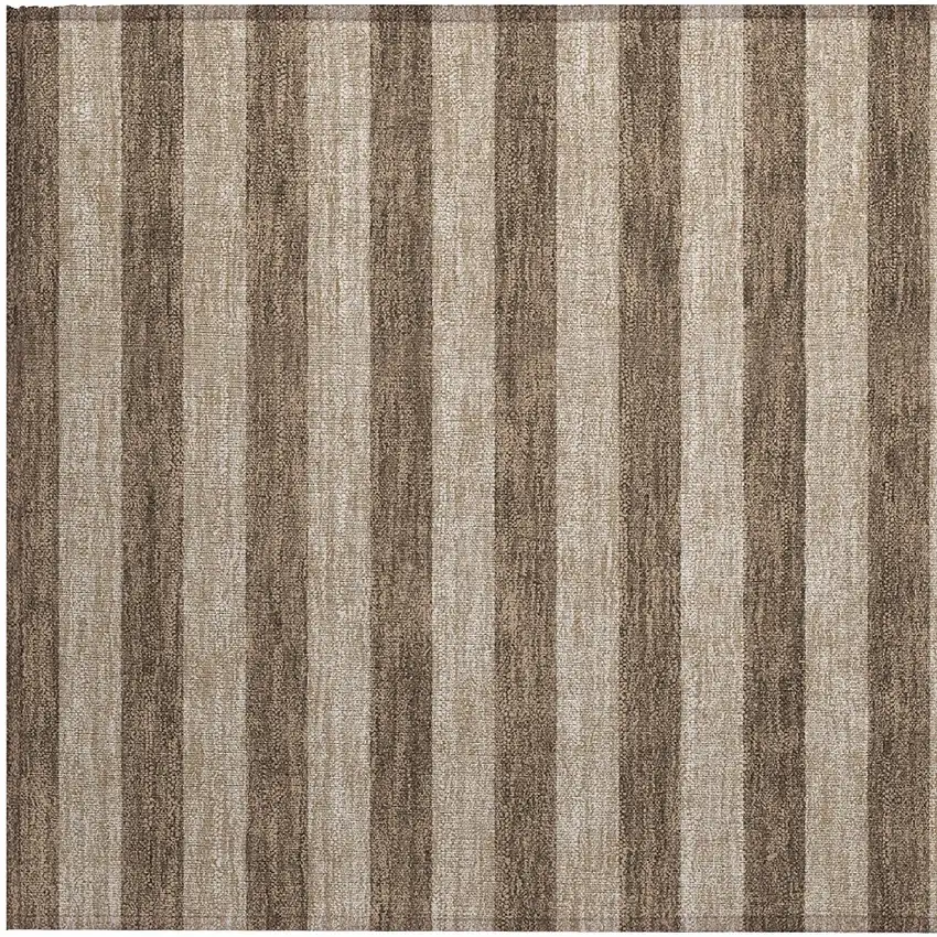 Coffee Striped Washable Non Skid Indoor Outdoor Area Rug Photo 7