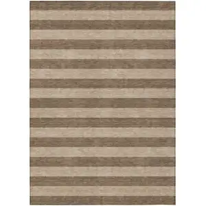Photo of Coffee Striped Washable Non Skid Indoor Outdoor Area Rug