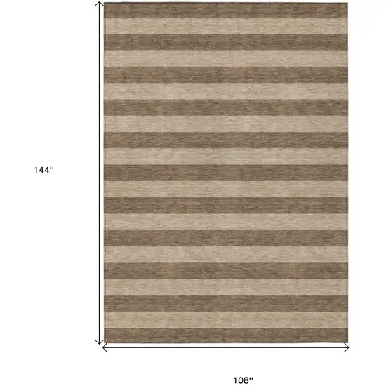 Coffee Striped Washable Non Skid Indoor Outdoor Area Rug Photo 7