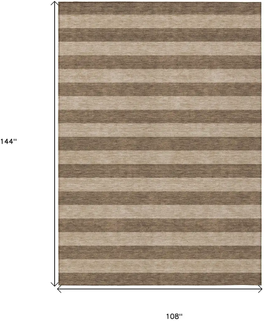 Coffee Striped Washable Non Skid Indoor Outdoor Area Rug Photo 7