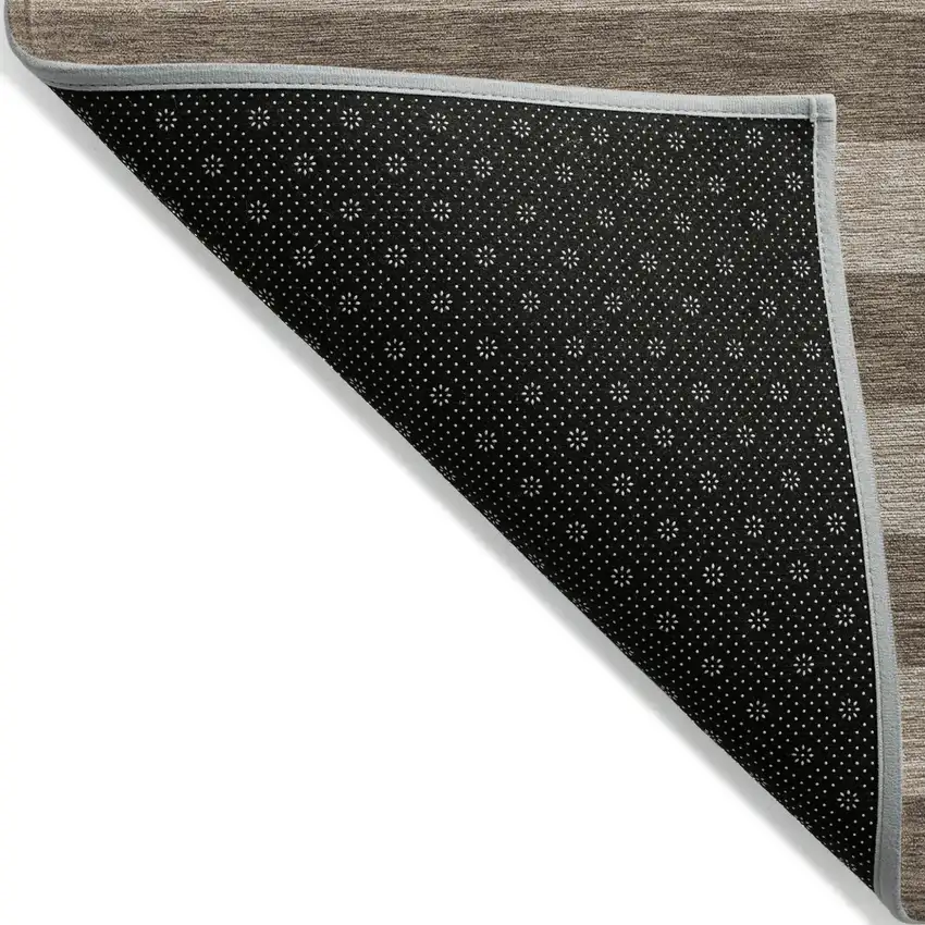Coffee Striped Washable Non Skid Indoor Outdoor Area Rug Photo 5