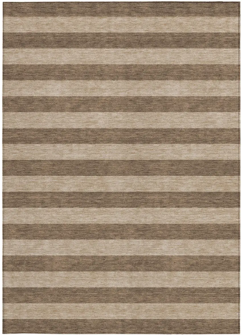 Coffee Striped Washable Non Skid Indoor Outdoor Area Rug Photo 4