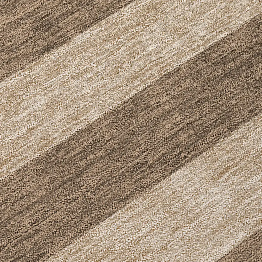 Coffee Striped Washable Non Skid Indoor Outdoor Area Rug Photo 8