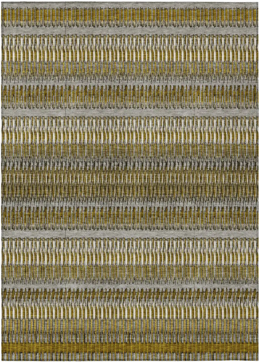 Coffee Striped Washable Non Skid Indoor Outdoor Area Rug Photo 2