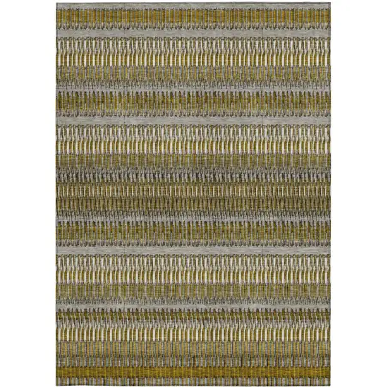 Coffee Striped Washable Non Skid Indoor Outdoor Area Rug Photo 6