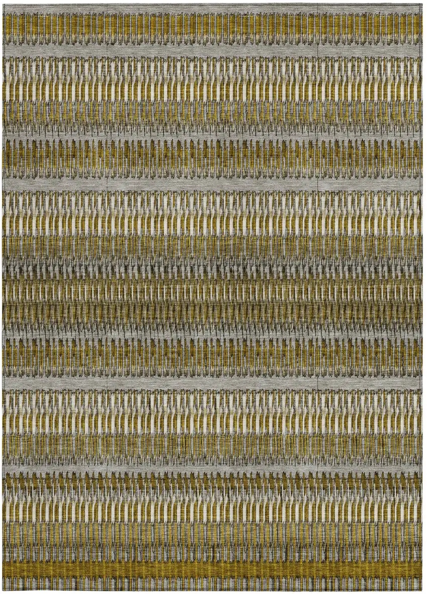 Coffee Striped Washable Non Skid Indoor Outdoor Area Rug Photo 6