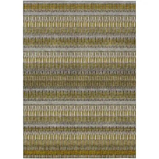 Coffee Striped Washable Non Skid Indoor Outdoor Area Rug Photo 2
