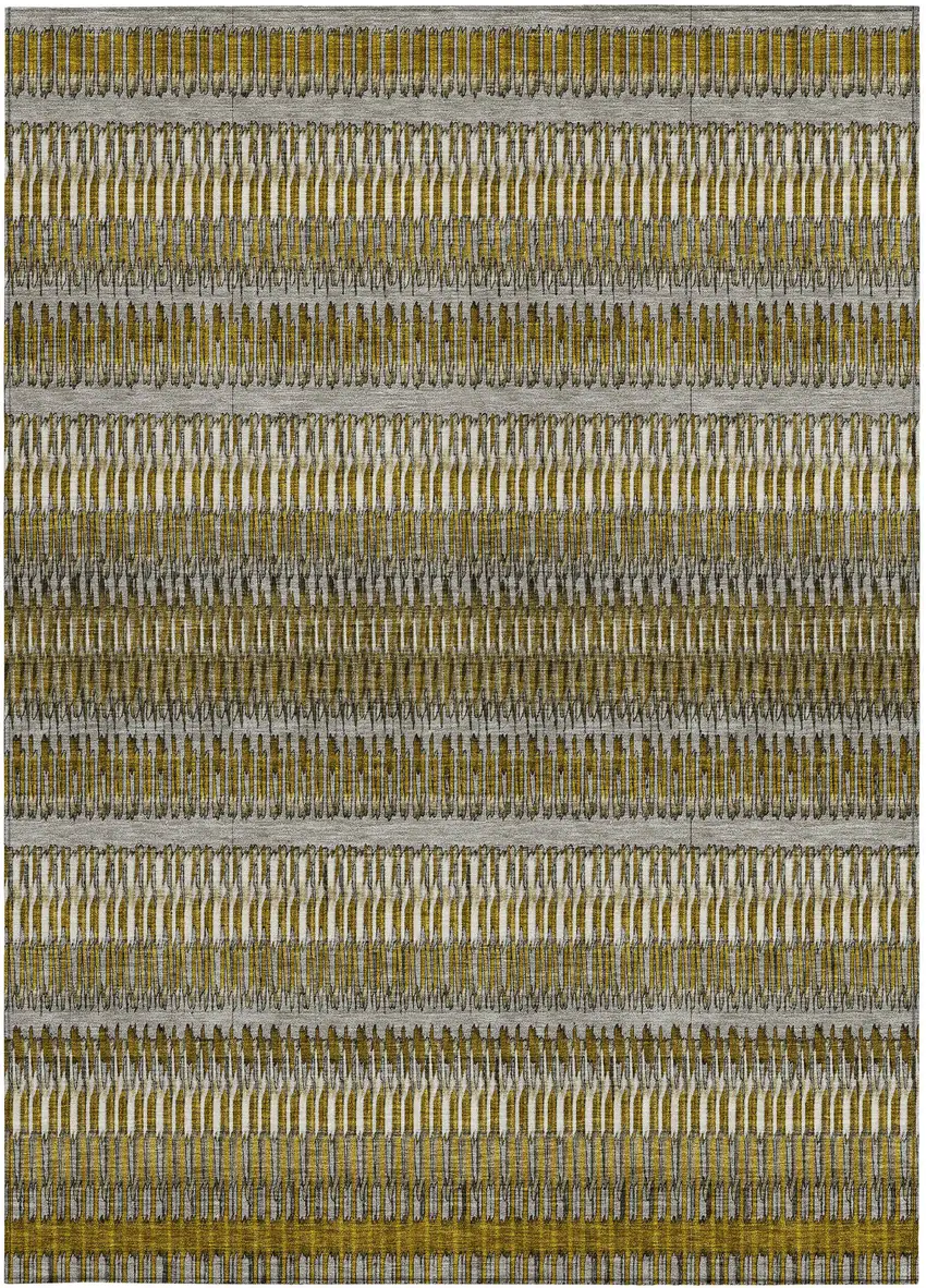 Coffee Striped Washable Non Skid Indoor Outdoor Area Rug Photo 7