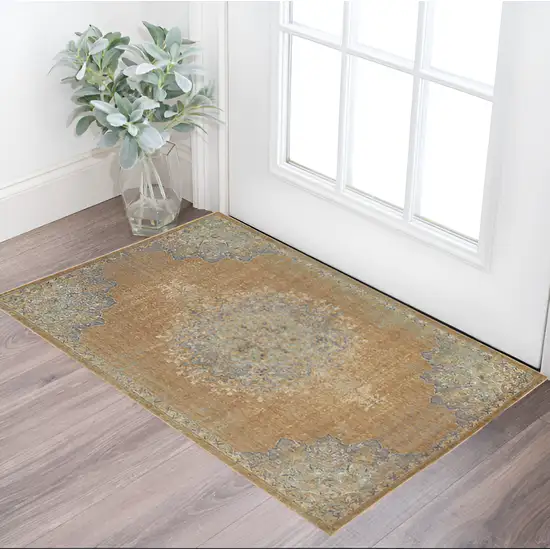 Coffee Wool Medallion Area Rug Photo 1