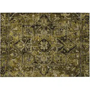 Photo of Coffee and Gray Oriental Washable Non Skid Indoor Outdoor Area Rug