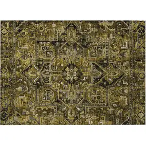 Photo of Coffee and Gray Oriental Washable Non Skid Indoor Outdoor Area Rug