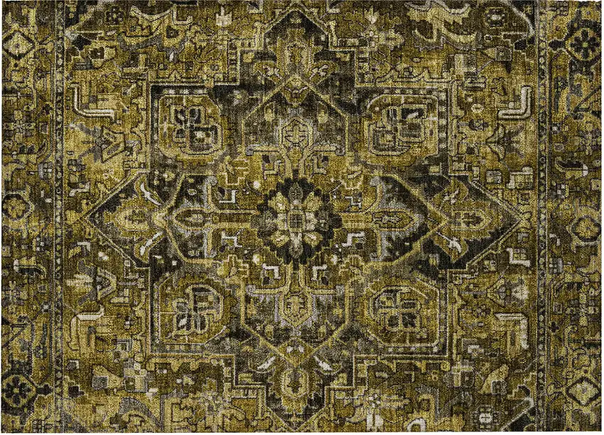 Coffee and Gray Oriental Washable Non Skid Indoor Outdoor Area Rug Photo 5
