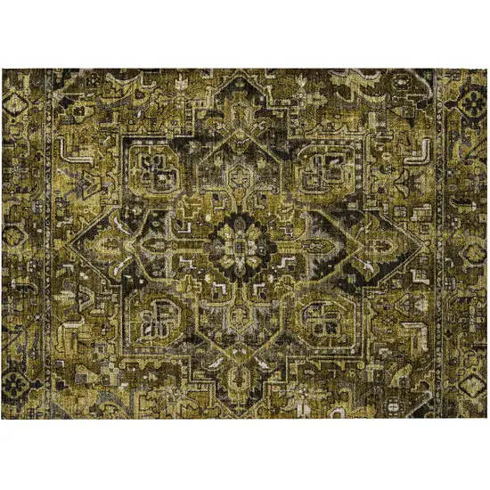 Coffee and Gray Oriental Washable Non Skid Indoor Outdoor Area Rug Photo 4