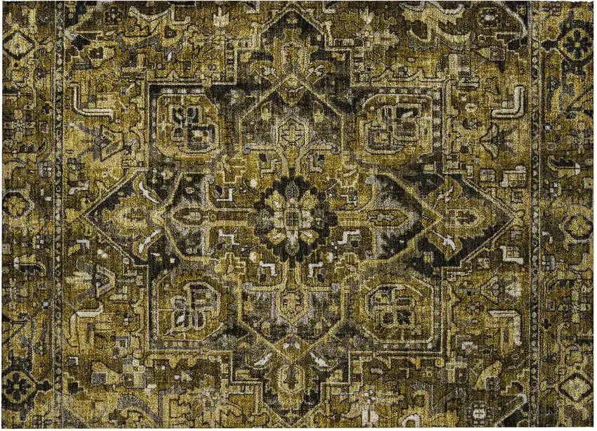 Coffee and Gray Oriental Washable Non Skid Indoor Outdoor Area Rug Photo 4
