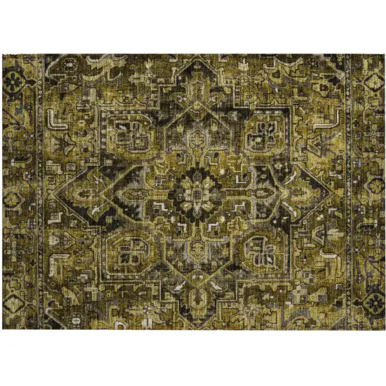 Coffee and Gray Oriental Washable Non Skid Indoor Outdoor Area Rug Photo 2