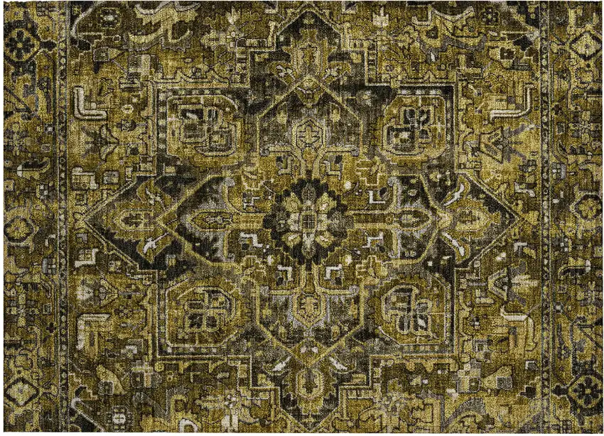 Coffee and Gray Oriental Washable Non Skid Indoor Outdoor Area Rug Photo 2