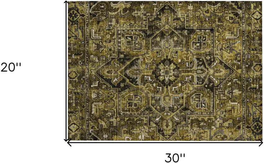 Coffee and Gray Oriental Washable Non Skid Indoor Outdoor Area Rug Photo 3