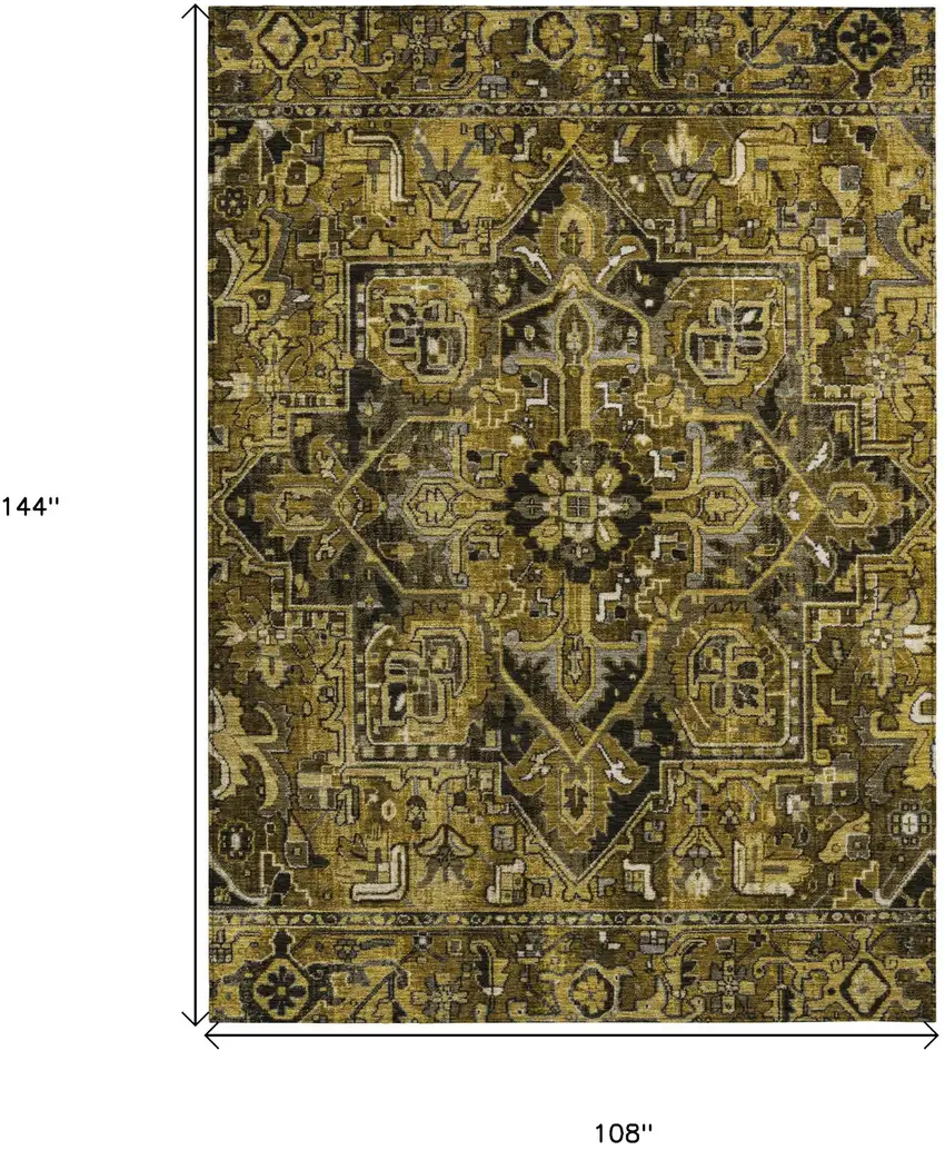 Coffee and Gray Oriental Washable Non Skid Indoor Outdoor Area Rug Photo 3