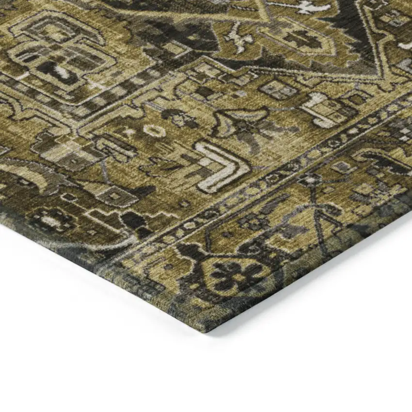 Coffee And Gray Oriental Washable Indoor Outdoor Area Rug Photo 6
