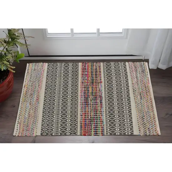 Colorful Traditional Chindi Area Rug Photo 1