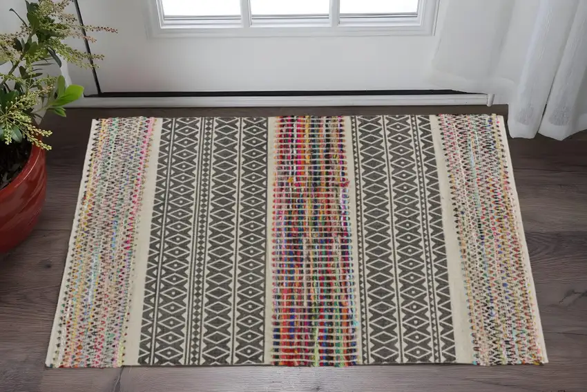 Colorful Traditional Chindi Area Rug Photo 1