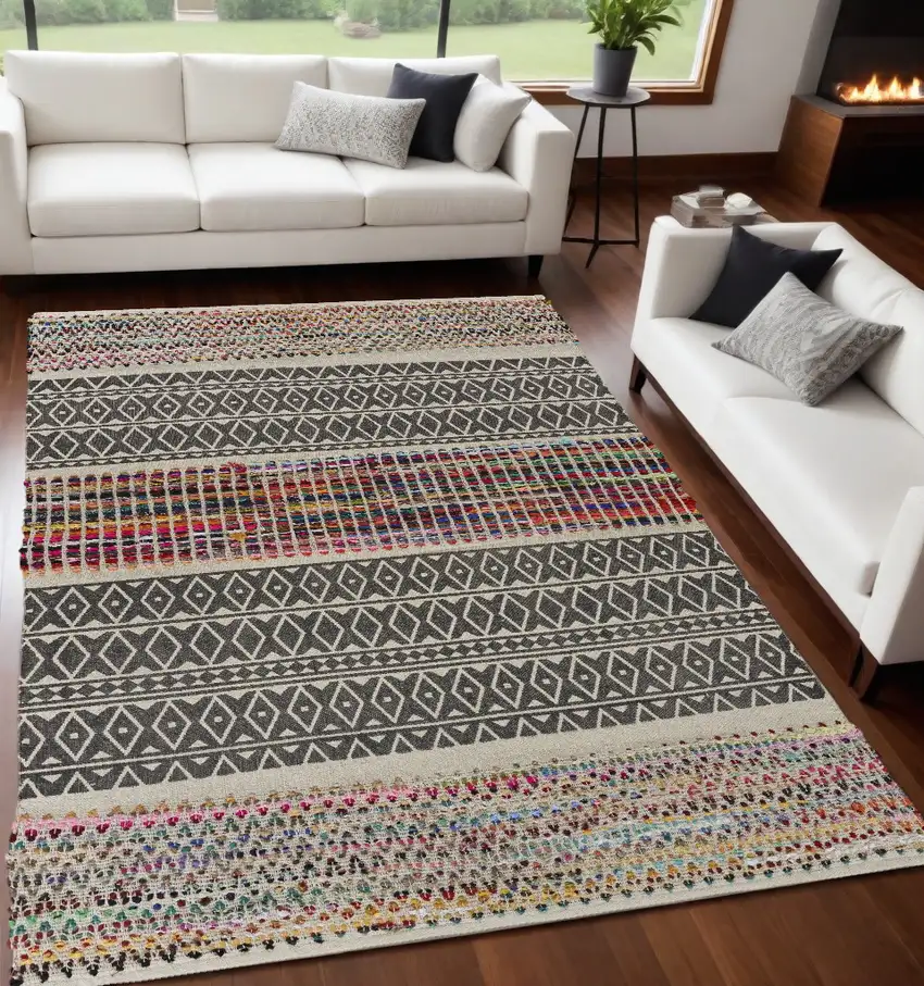 Colorful Traditional Chindi Area Rug Photo 2