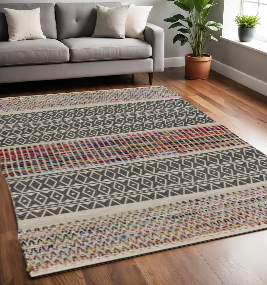 Colorful Traditional Chindi Area Rug Photo 1