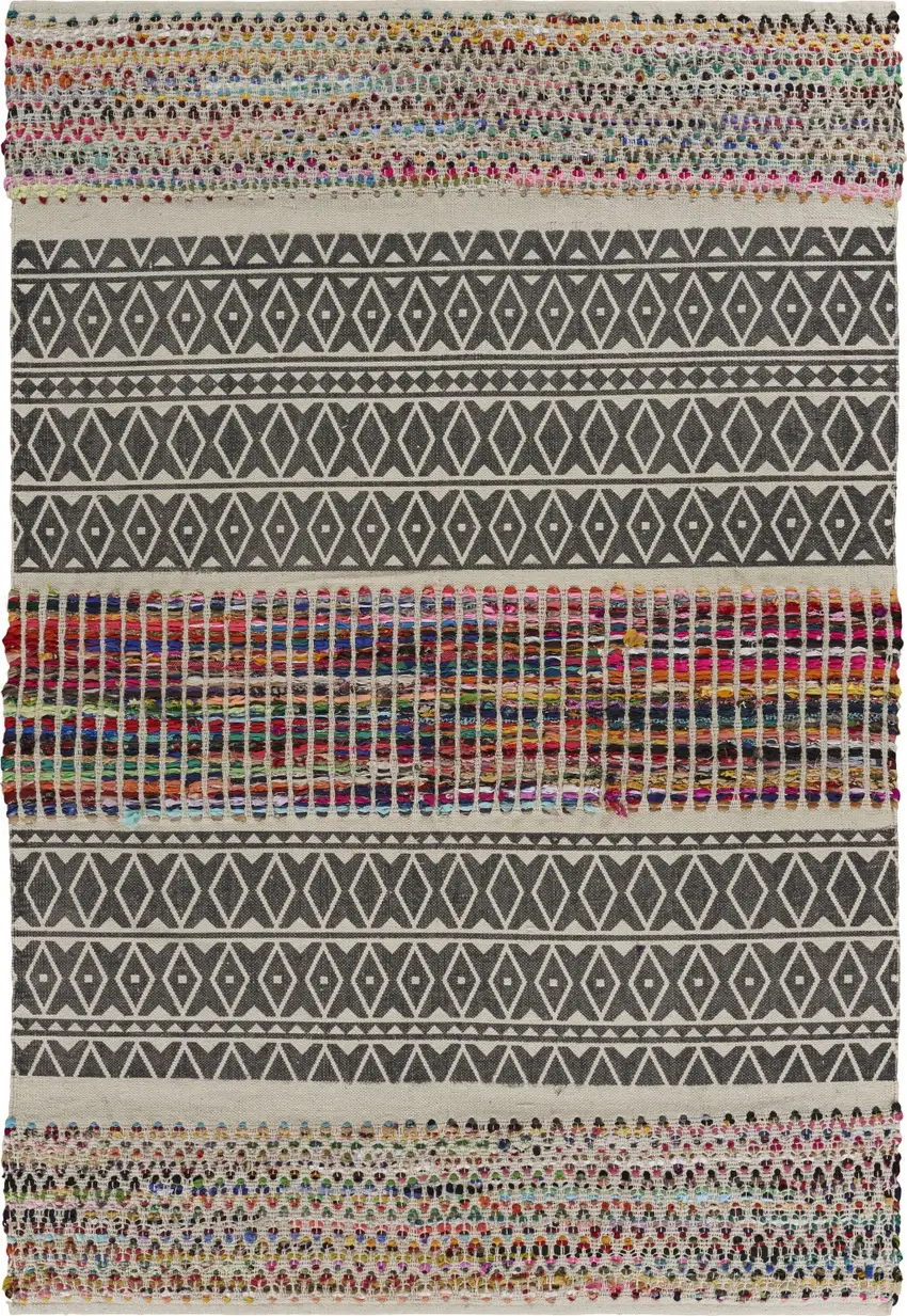 Colorful Traditional Chindi Area Rug Photo 1