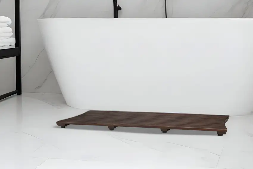 Compact Teak Floor Mat In Brown Finish Photo 1