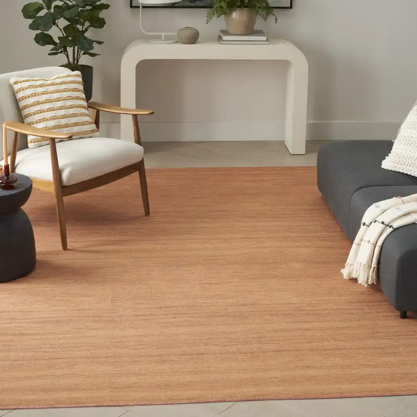 Copper Abstract Washable Area Rug Photo 3