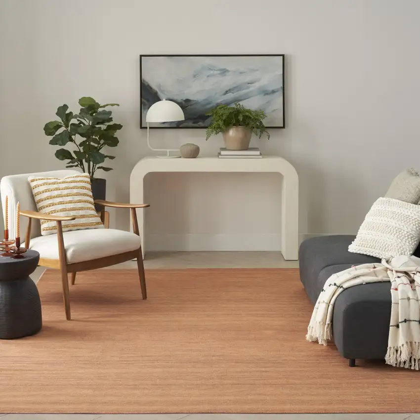 Copper Abstract Washable Area Rug Photo 6