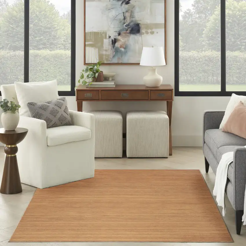 Copper Abstract Washable Area Rug Photo 4