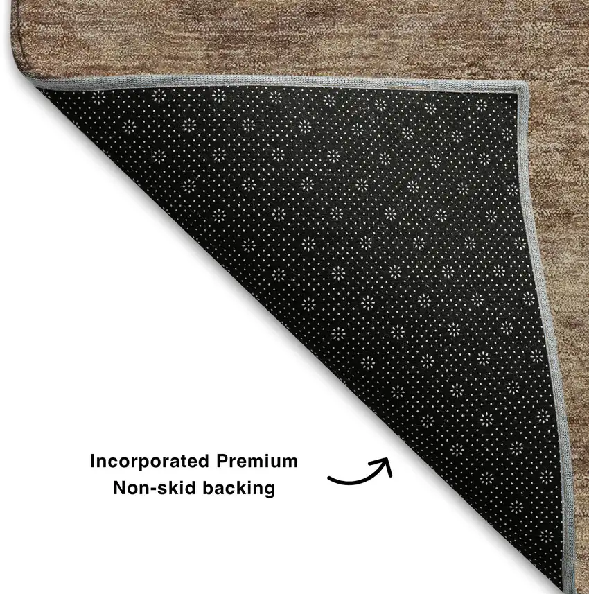 Copper And Beige Abstract Geometric Washable Area Rug With UV Protection Photo 7