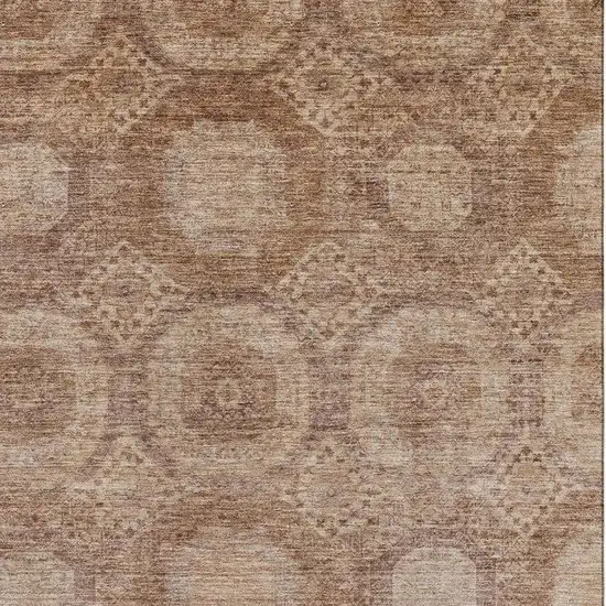 Copper And Beige Abstract Geometric Washable Area Rug With UV Protection Photo 3