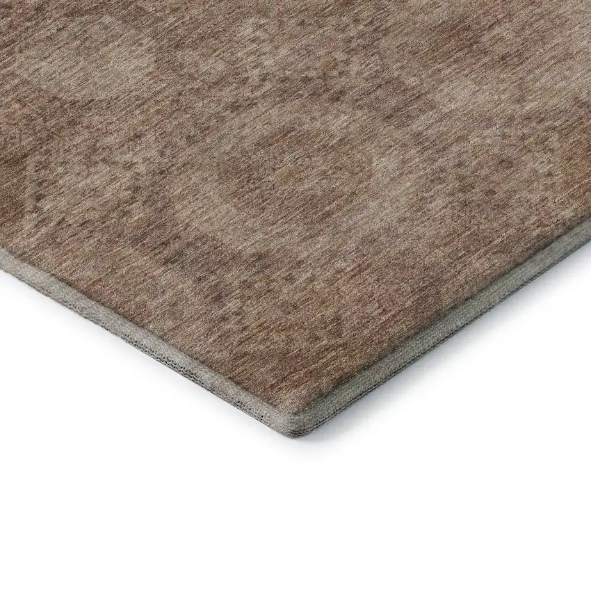 Copper And Beige Abstract Geometric Washable Area Rug With UV Protection Photo 8