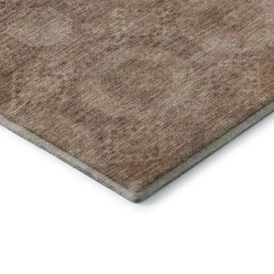 Copper And Beige Abstract Geometric Washable Area Rug With UV Protection Photo 8