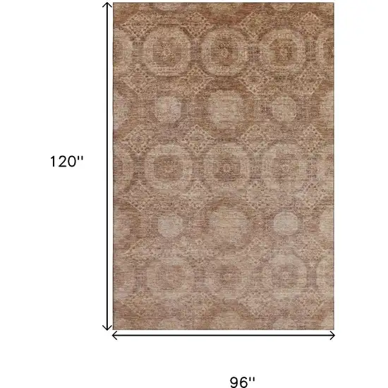 Copper And Beige Abstract Geometric Washable Area Rug With UV Protection Photo 9