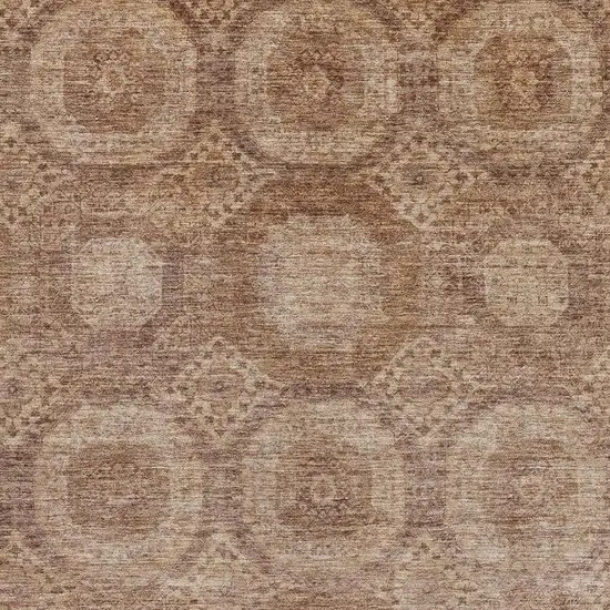 Copper And Beige Abstract Geometric Washable Area Rug With UV Protection Photo 3