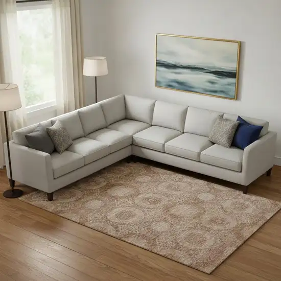 Copper And Beige Abstract Geometric Washable Area Rug With UV Protection Photo 2