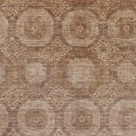 Copper And Beige Abstract Geometric Washable Area Rug With UV Protection Photo 3